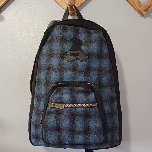 Pendleton Tartan Plaid Blue and Black Ombre Dome Backpack - Picture 1 of 8